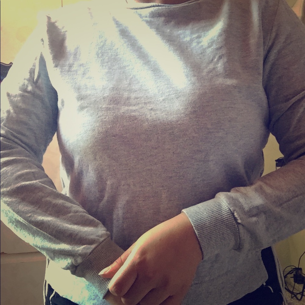 Gray Sweatshirt with Split Tie Sides